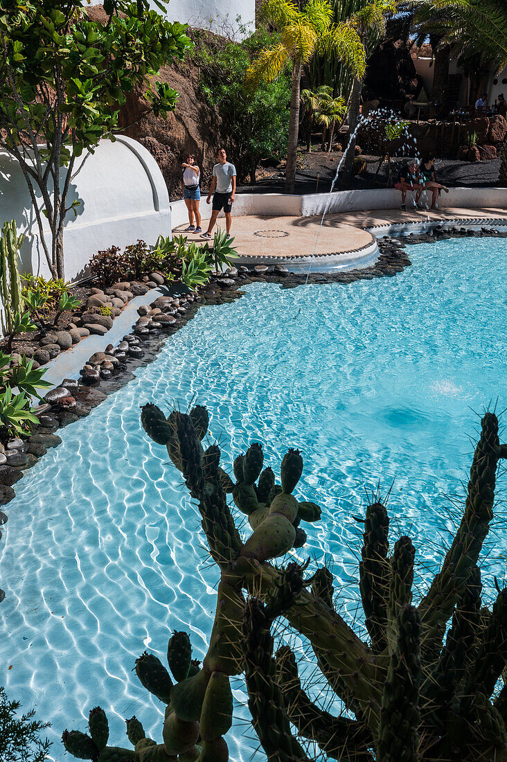 The Lagomar Museum, also known as Omar Sharif's House, unique former home incorporating natural lava caves, now a restaurant, bar & art gallery in Lanzarote, Canary Islands, Spain