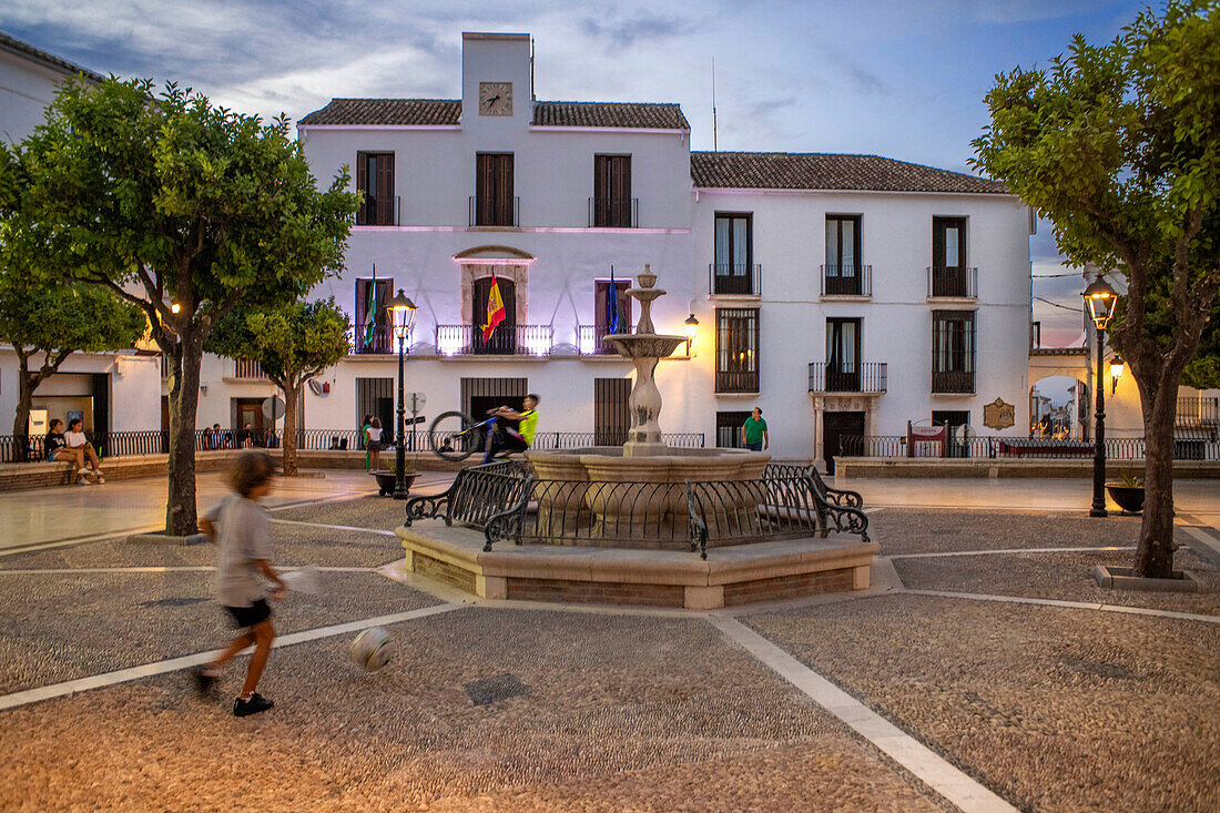 Town Hall in the Plaza del Carmen square, old town of Estepa in Seville province Andalusia South of Spain.