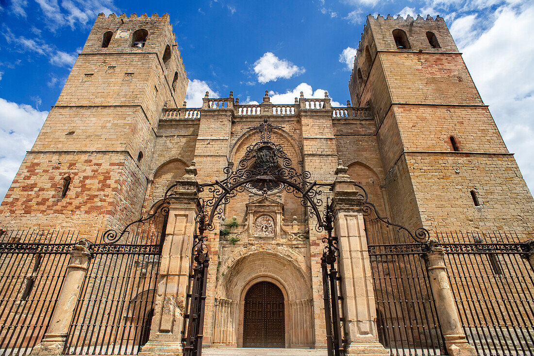 Santa María Cathedral facade, Sigüenza, Guadalajara province, Spain