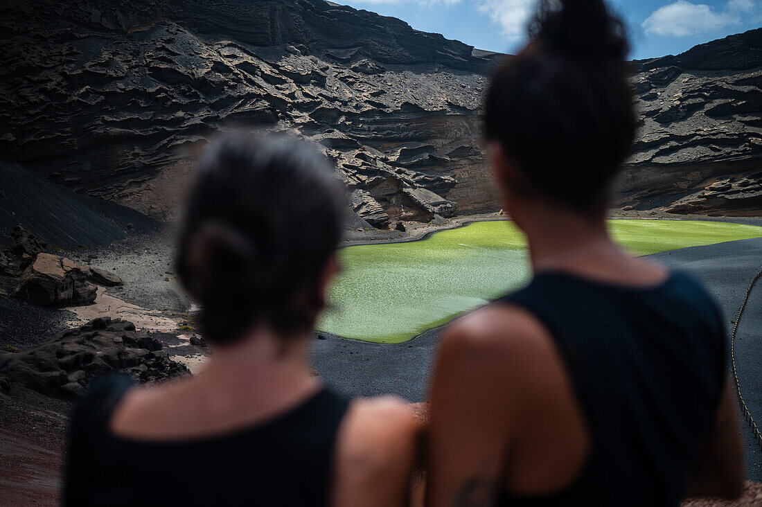 Green lagoon or Charco de los Clicos in Lanzarote, Canary Islands, Spain