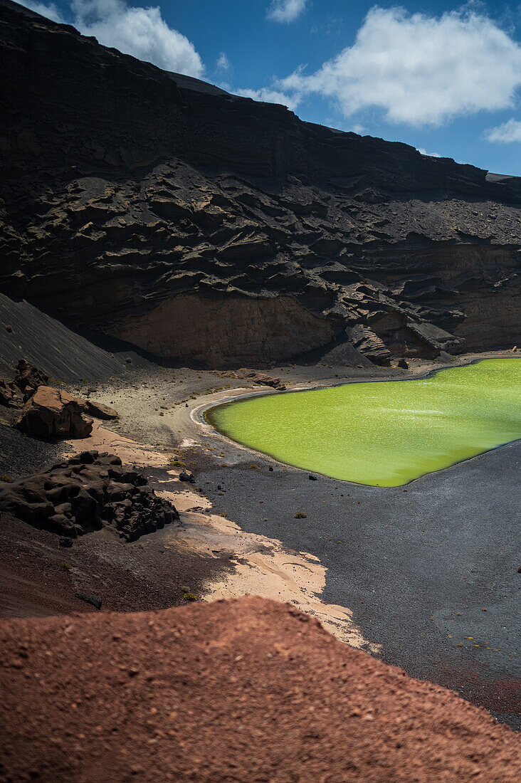 Green lagoon or Charco de los Clicos in Lanzarote, Canary Islands, Spain