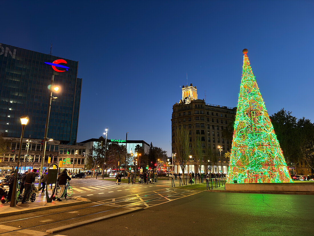 Christmas arrives in the streets of Zaragoza, Aragon, Spain