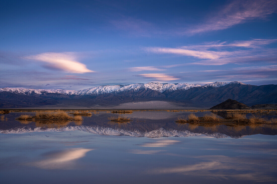 Panamint Playa flooded from recent rain storms, Death Valley National Park, California.