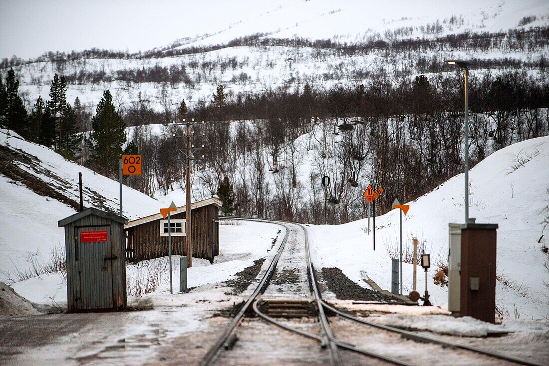 Lønsdal train station, Nordland, Norway. Arctic circle train from Bodo to Trondheim.