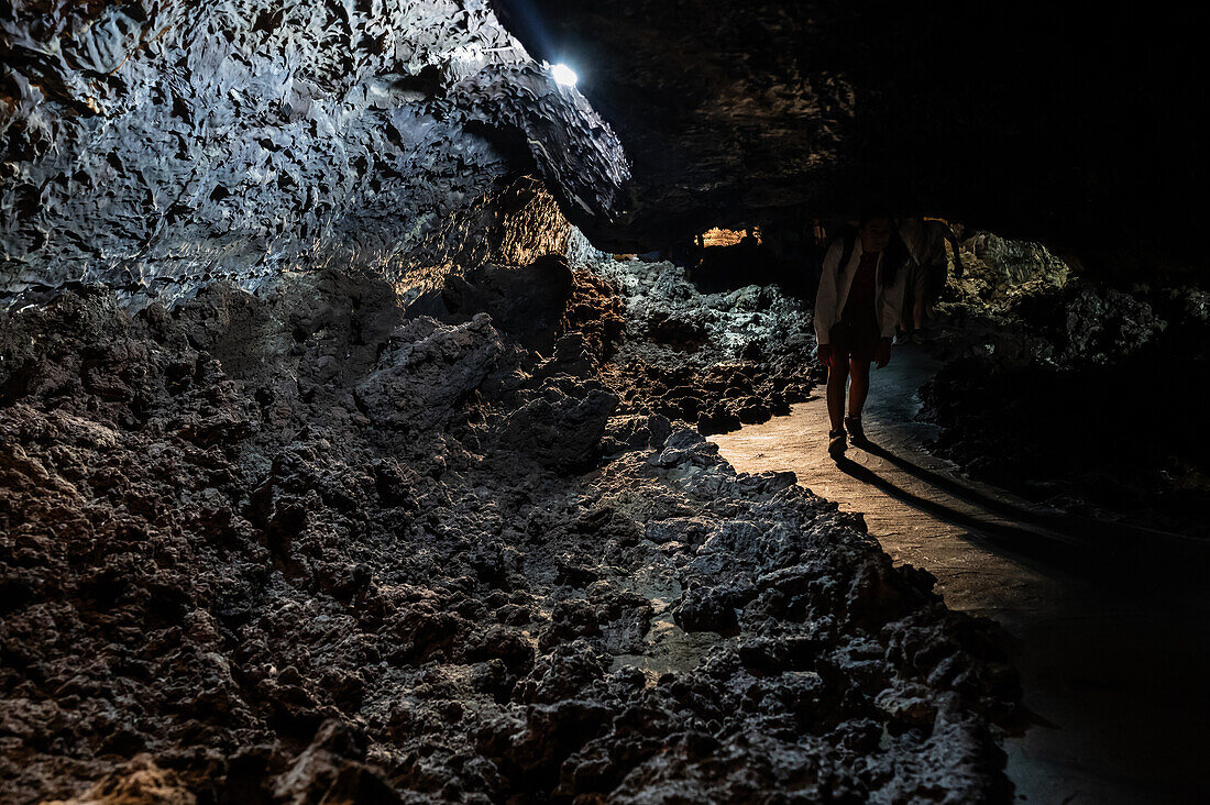 Cueva de los Verdes, a lava tube and tourist attraction of the Haria municipality on the island of Lanzarote in the Canary Islands, Spain