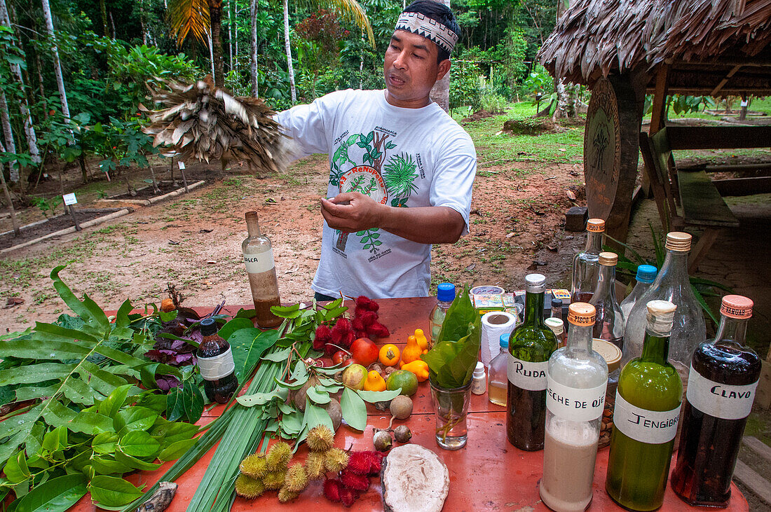 Local ayahuasca shaman in near the town of Indiana, Iquitos, Loreto, Peru.