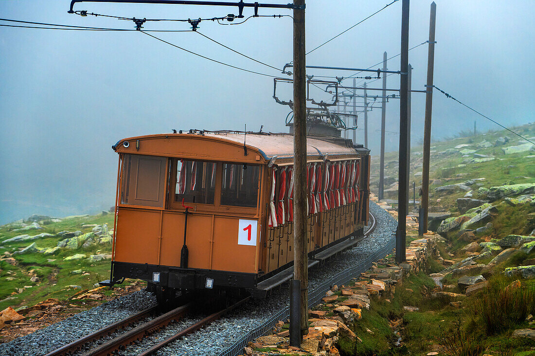 The Petit train de la Rhune rack railway in France runs to the summit of La Rhun mountain on the border with Spain.