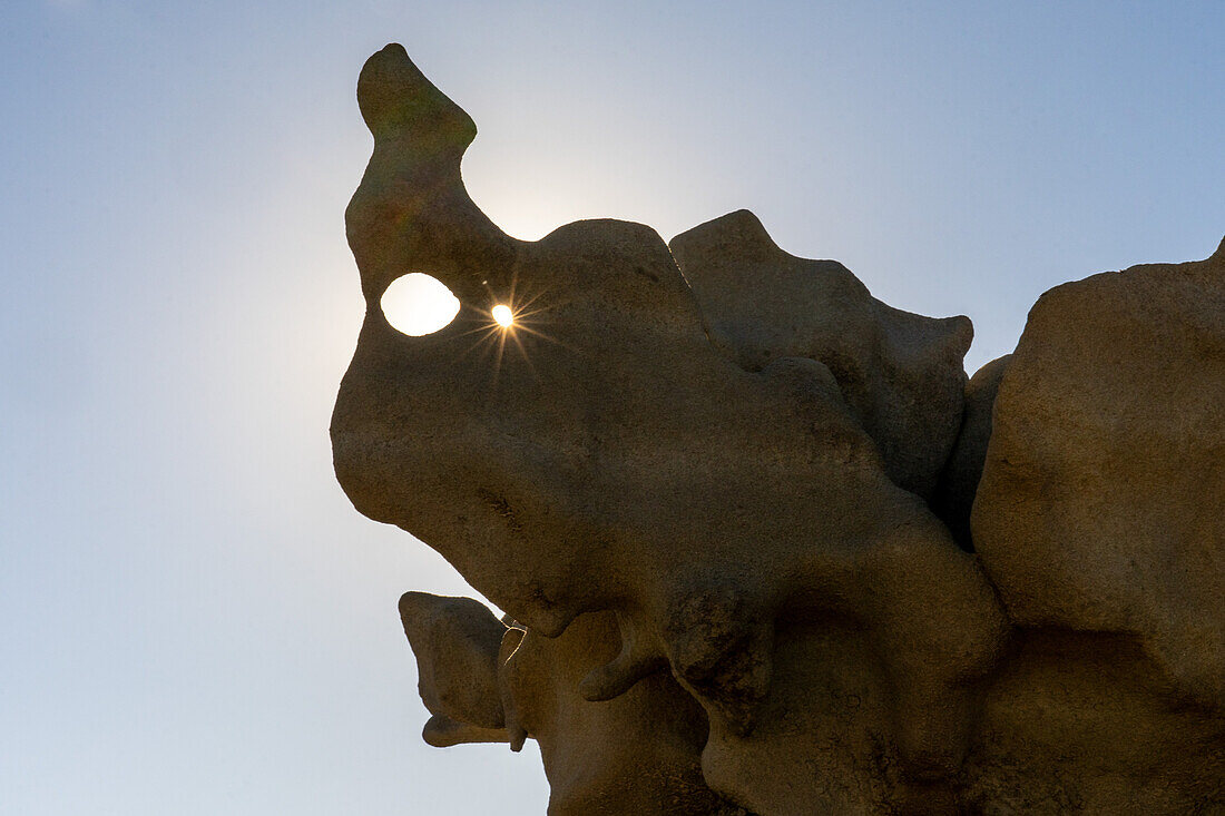 A sunburst through the fantastically eroded sandstone formations in the Fantasy Canyon Recreation Site, near Vernal, Utah.