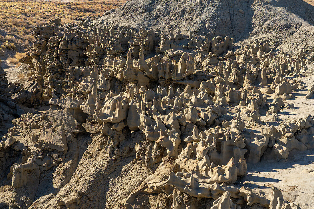 Fantastisch erodierte Sandsteinformationen in der Fantasy Canyon Recreation Site, in der Nähe von Vernal, Utah