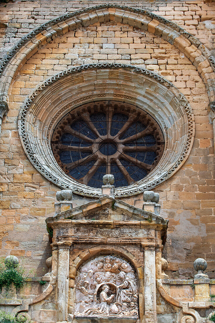 Detail der Fassade der Kathedrale, Sigüenza, Provinz Guadalajara, Spanien