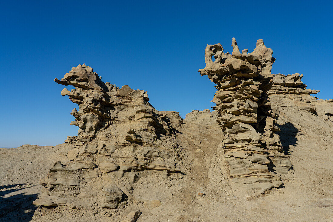 Fantastically eroded sandstone formations in the Fantasy Canyon Recreation Site, near Vernal, Utah.
