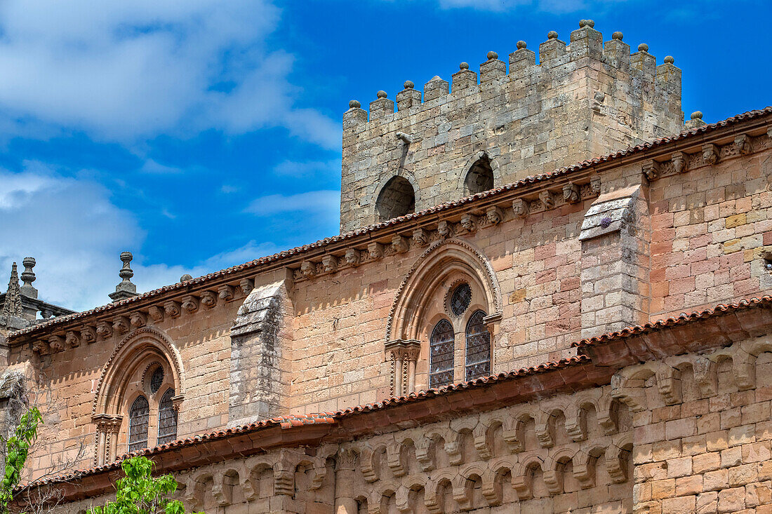 Detail outside of the cathedral facade, Sigüenza, Guadalajara province, Spain