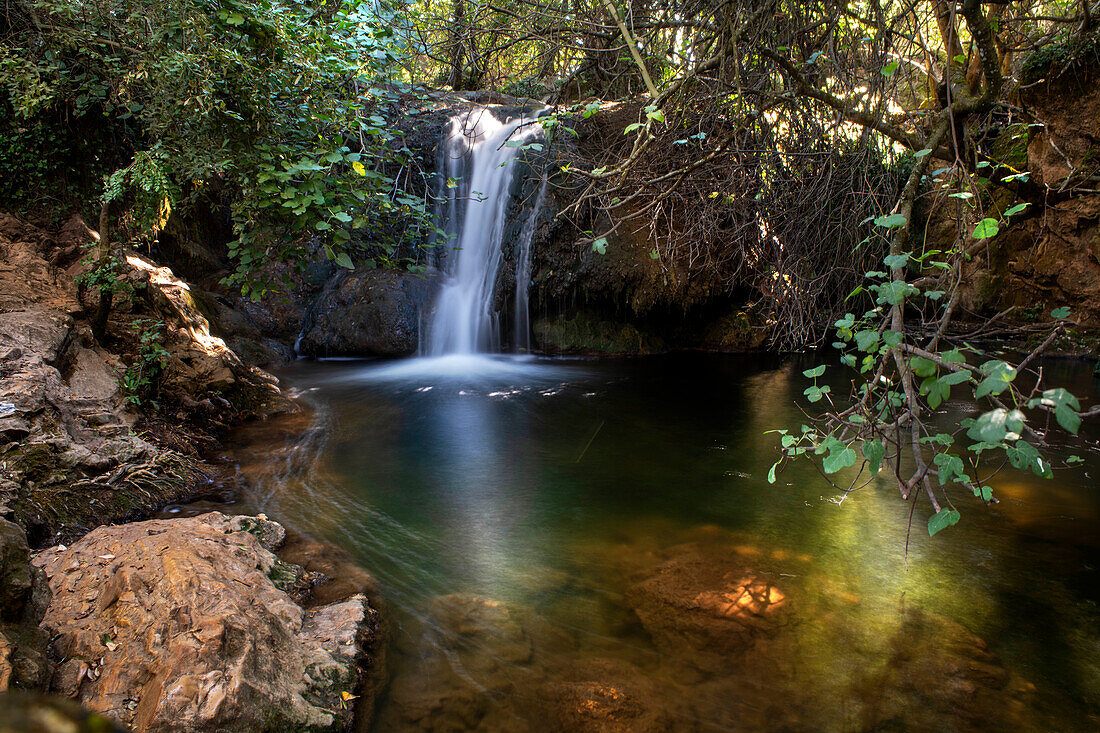 Cascades of Hueznar waterfalls in San Nicolas del Puerto, Seville. Andalusia, Spain.