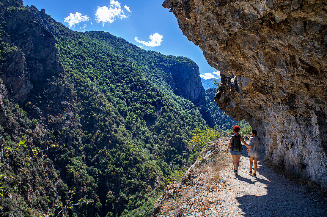 Hiking trail through Gorges de la Carança, Pyrénées-Orientales, Languedoc-Roussillon, France.