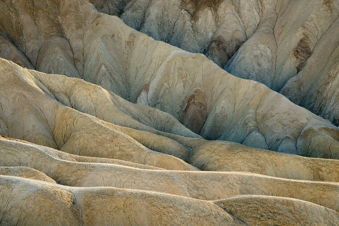 Siltstone badlands of the Furnace Creek Formation below Zabriskie Point in Death Valley National Park, California.