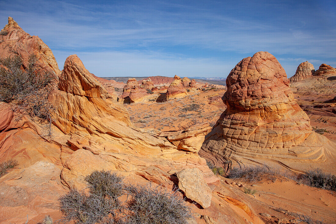 Eroded Navajo sandstone formations in South Coyote Buttes, Vermilion Cliffs National Monument, Arizona.