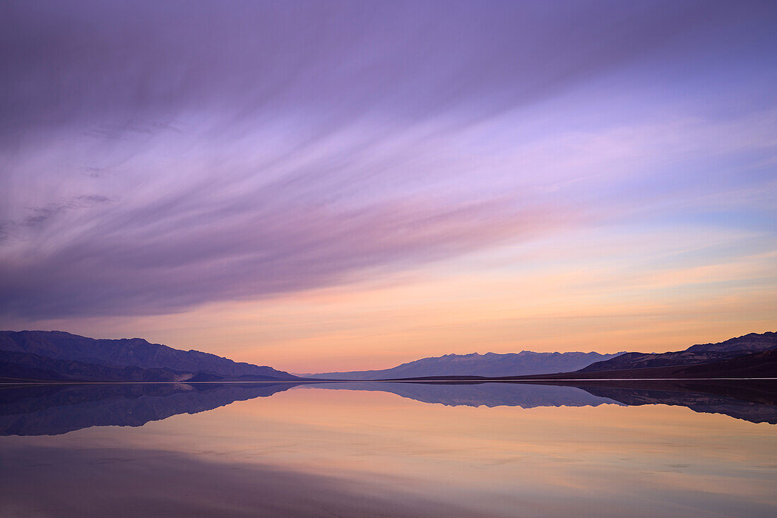 Lake Manly reappears in Badwater Basin after the August 2022 floods in Death Valley National Park, California.