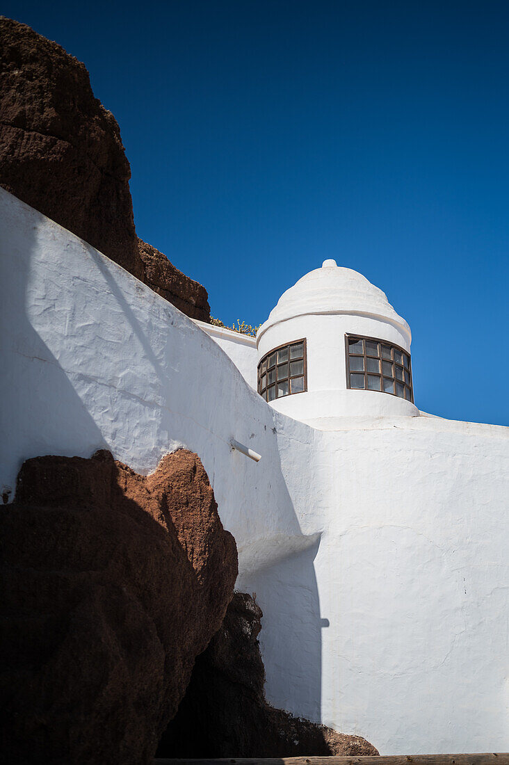 The Lagomar Museum, also known as Omar Sharif's House, unique former home incorporating natural lava caves, now a restaurant, bar & art gallery in Lanzarote, Canary Islands, Spain