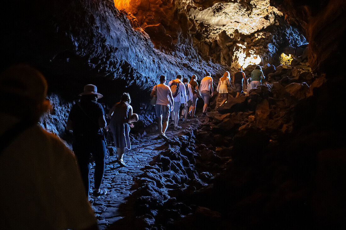 Cueva de los Verdes, a lava tube and tourist attraction of the Haria municipality on the island of Lanzarote in the Canary Islands, Spain