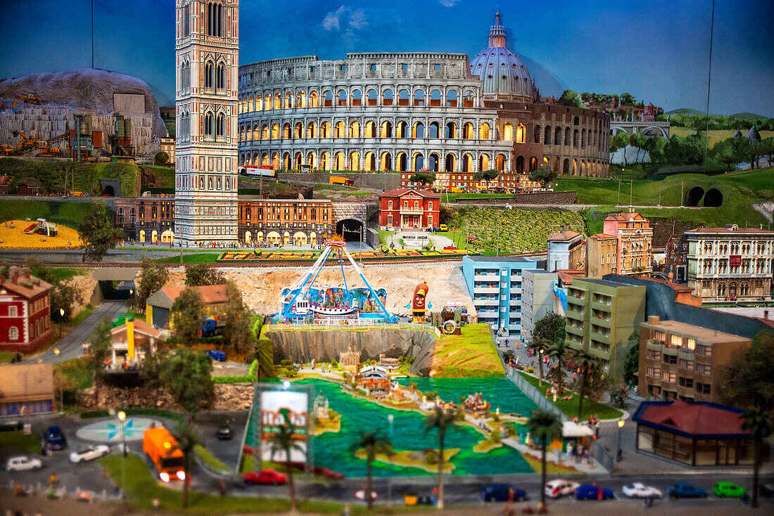 Italian section of Gulliver's Gate museum, a miniature world depicting hundreds of landmarks, settings and events, in Times Square, Manhattan, new York, USA