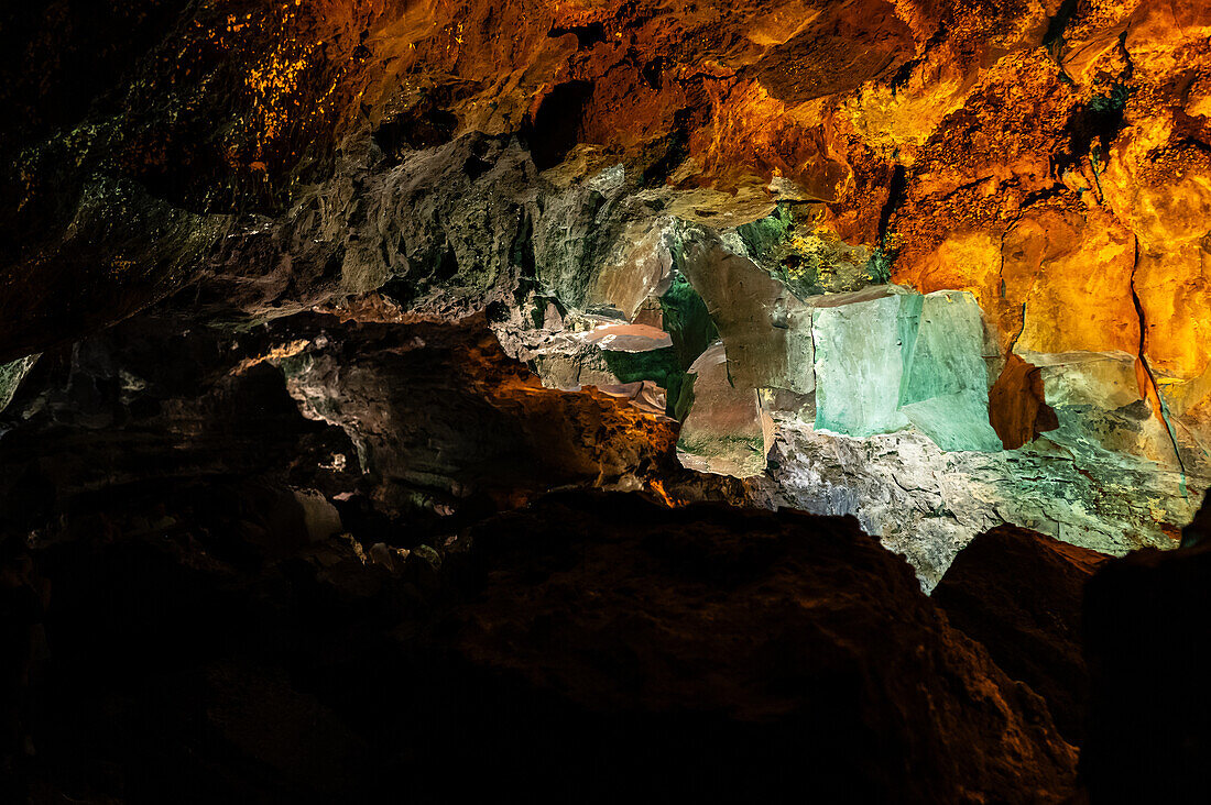 Cueva de los Verdes, a lava tube and tourist attraction of the Haria municipality on the island of Lanzarote in the Canary Islands, Spain