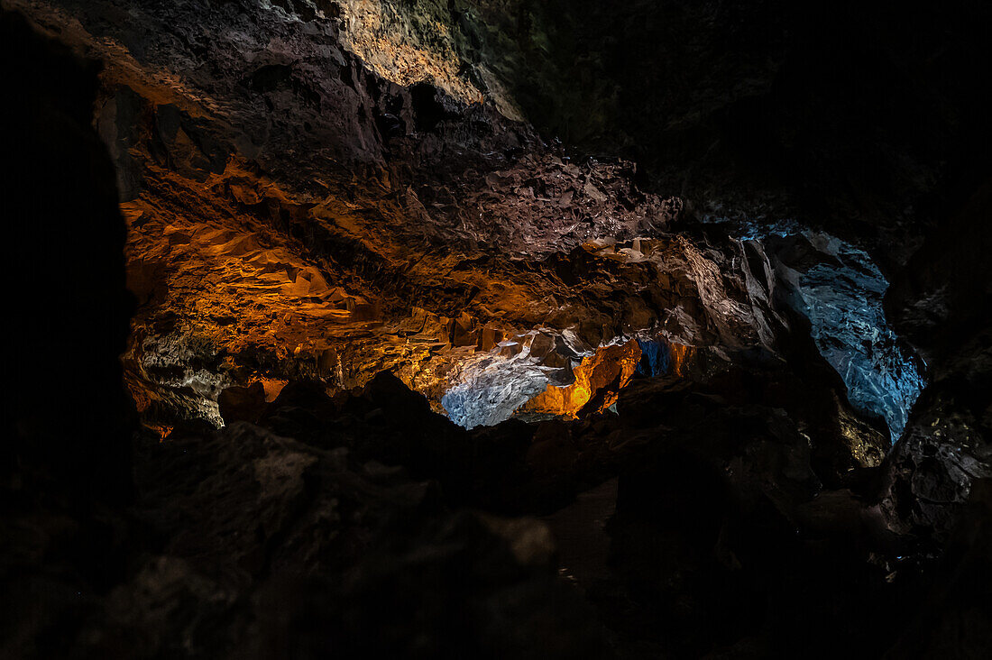 Cueva de los Verdes, a lava tube and tourist attraction of the Haria municipality on the island of Lanzarote in the Canary Islands, Spain