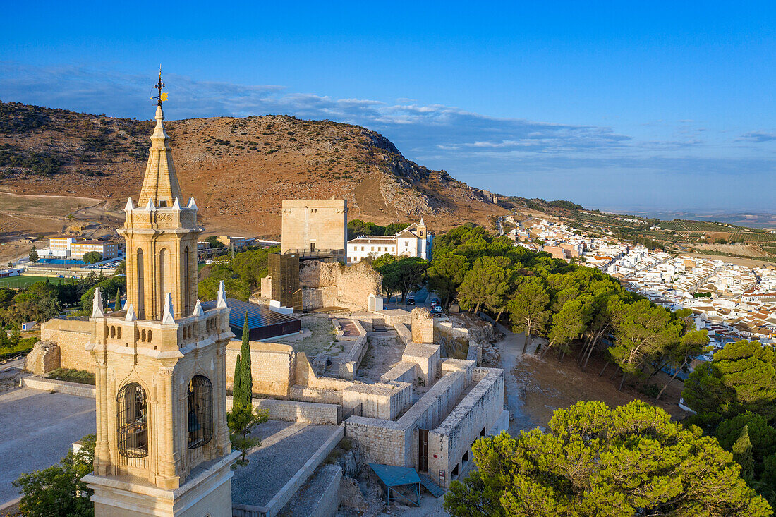 Aerial view of Estepa old town in Seville province Andalusia South of Spain.