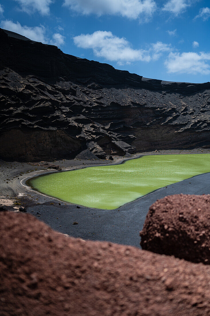 Green lagoon or Charco de los Clicos in Lanzarote, Canary Islands, Spain