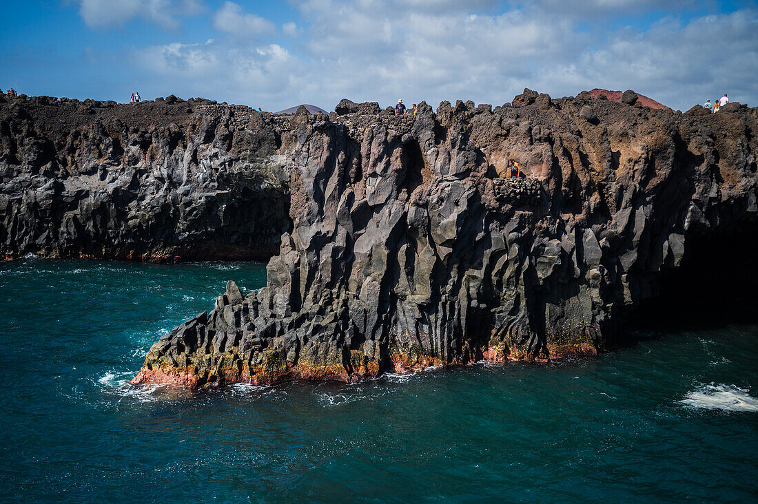 The lava cliffs of Los Hervideros in Lanzarote, Canary Islands, Spain