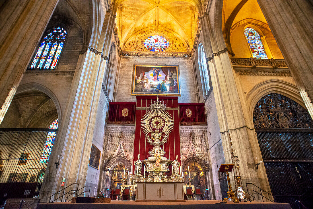 Das Innere der Kathedrale von Sevilla (Catedral Sevilla), UNESCO-Weltkulturerbe, Andalusien, Spanien, Europa