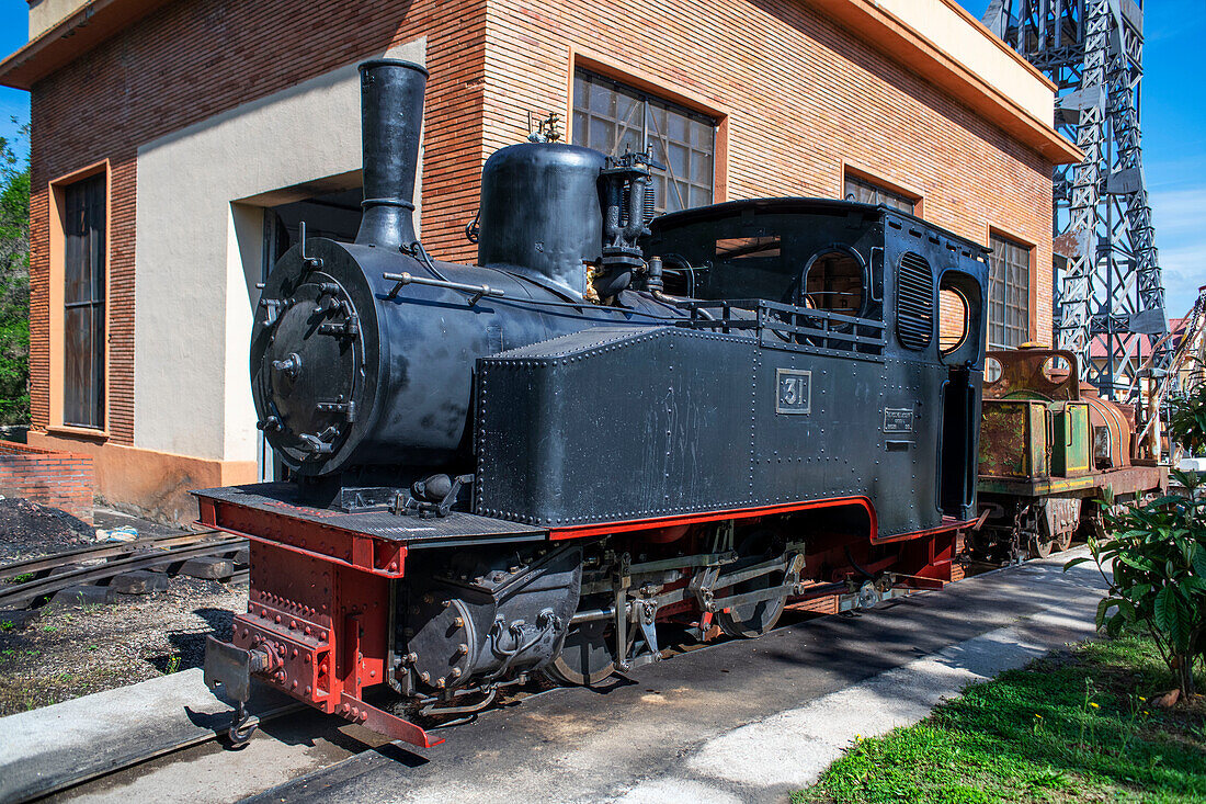 Steam train, Utrillas mining train and Utrillas Mining and Railway Theme Park, Utrillas, Cuencas Mineras, Teruel, Aragon, Spain.