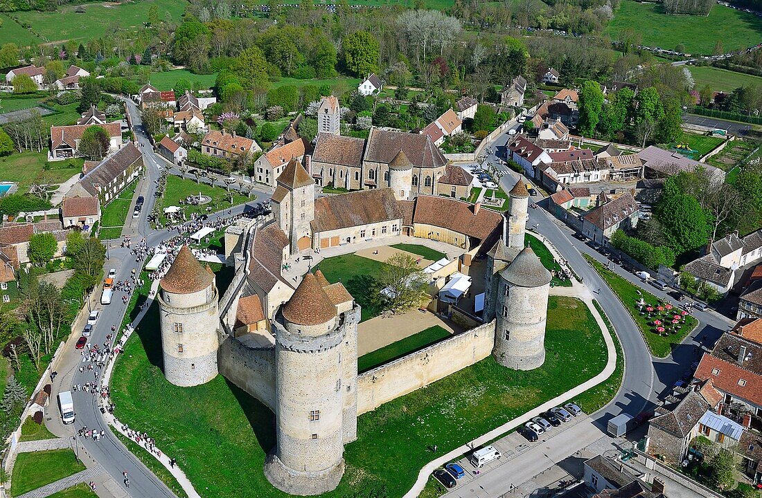 France, Seine et Marne, Blandy les Tours, Castle of Blandy les Tours the Medieval Castle (aerial view)
