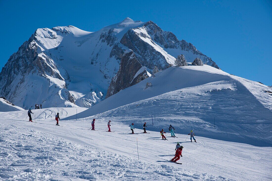 Frankreich, Savoie, Massif de la Vanoise, Pralognan La Vanoise, Nationalpark, im Skigebiet die Piste von Bochor und die große Casse
