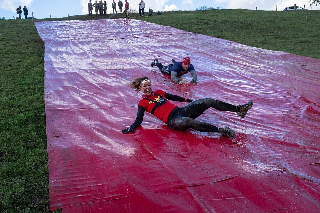 France, Oise, Thiescourt, La 14 18, obstacle course on the trail of the Hairy