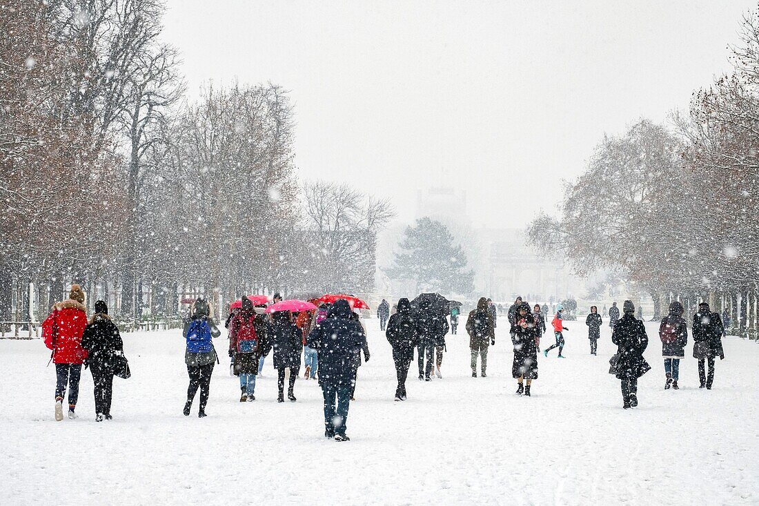 Frankreich, Paris, der Tuileriengarten unter dem Schnee