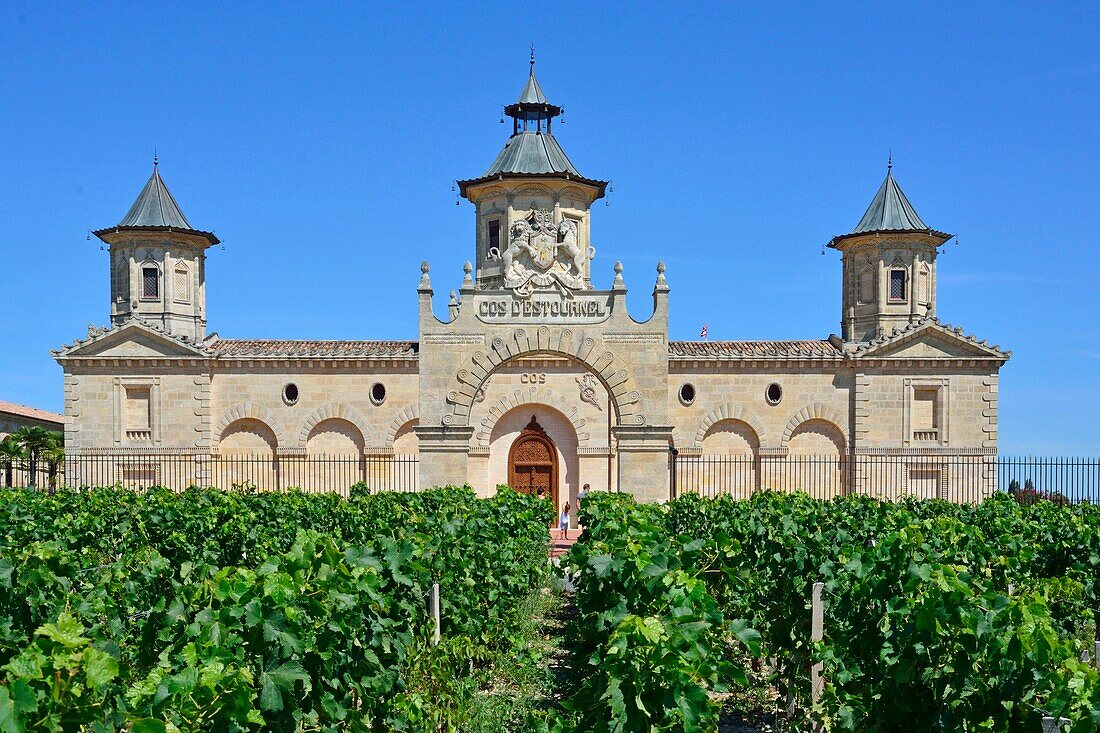 France, Gironde, estuary of the Gironde, St Estephe, Chateau Cos d'Estournel, wine growing estate of the Medoc naming AOC Saint Estephe (Protected Designation of Origin Saint Estephe)