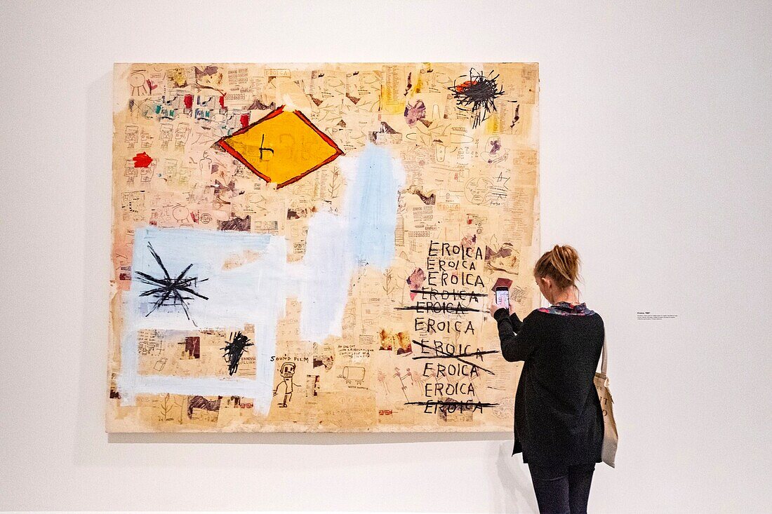 France, Paris, Bois de Boulogne, the Louis Vuitton Foundation by architect Frank Gehry, exhibition Jean Michel Basquiat