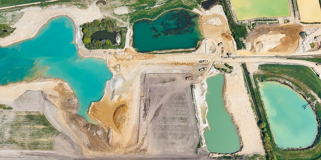 France, Loire Atlantique, Teille, sand quarry (aerial view)