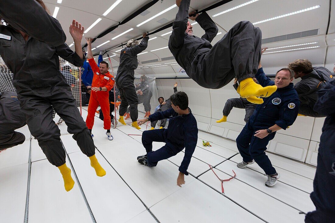 France, Gironde, Bordeaux, Mérignac, Flight discovery with the Airbus A310-300 Air Zero G, a unique aircraft in the world by its size that allows you to discover weightlessness