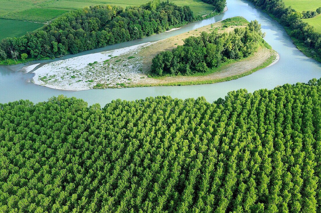 France, Savoy, Yenne, Mollard Lateral Arm, The Rhone (aerial view)