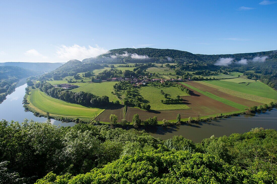 France, Doubs, Baumes Les Dames, veloroute, euro bike 6, Gamache jump fairway and Esnant village