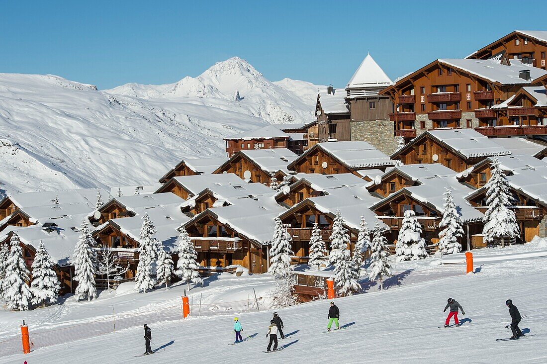 France, Savoie, ski area of the 3 valleys, Saint Martin de Belleville, resort of Menuires, hamlet of Reberty village