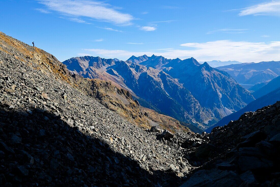 France, Isere, Allemond, view on the Allevard range from the Roche Fendue pass