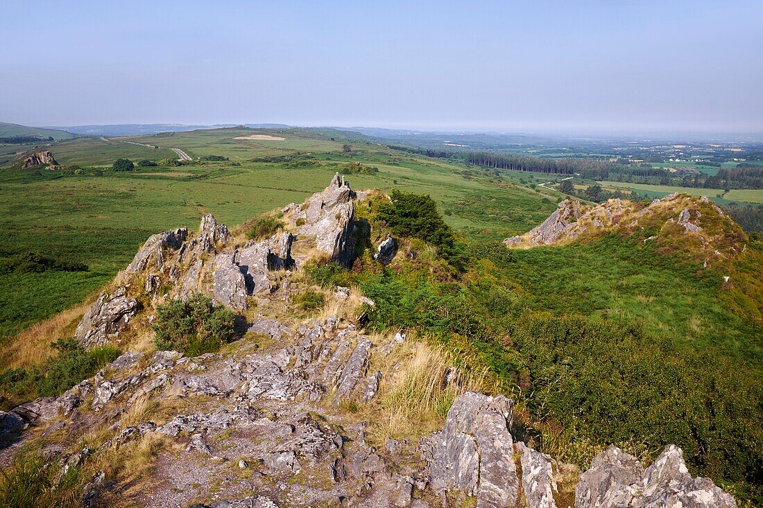 Frankreich, Finistere, Regionaler Naturpark Armorique, Monts d'Arree, Plouneour Menez, Roc'h Trevezel, zweithöchster Punkt des bretonischen Teils des Armorikanischen Massivs