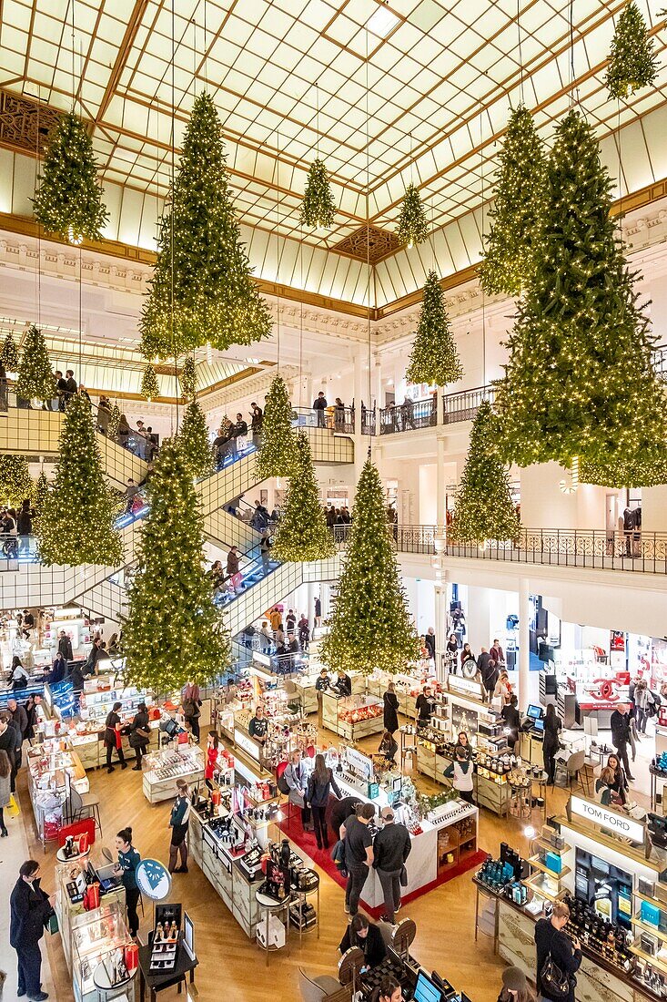 France, Paris, the Bon Marche department store during Christmas