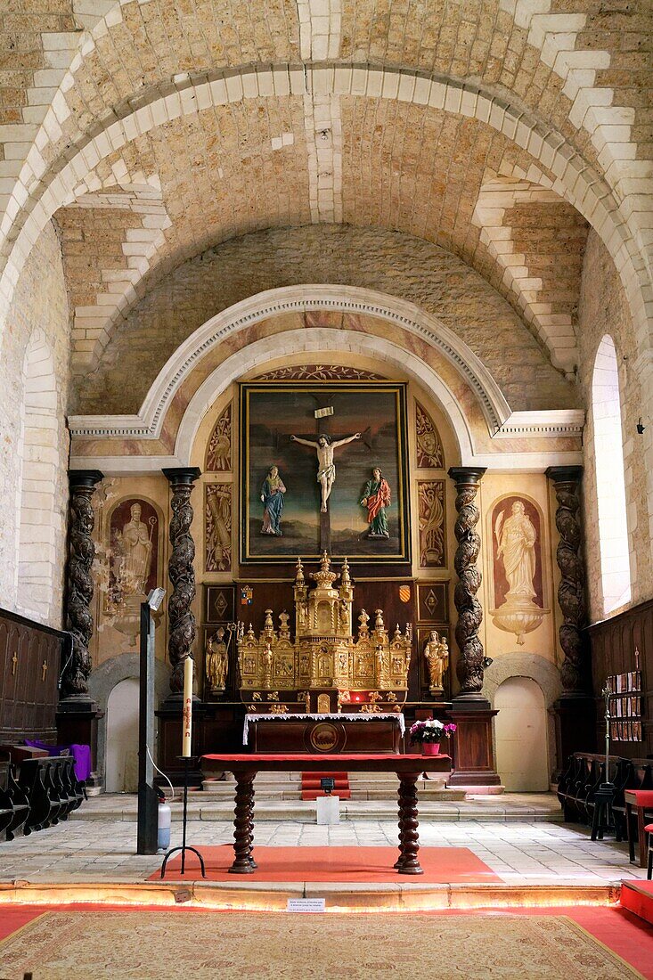 France, Correze, Turenne, labelled Les Plus Beaux Villages de France (The Most Beautiful Villages of France), Notre Dame Saint Pantaleon church or collegiate church