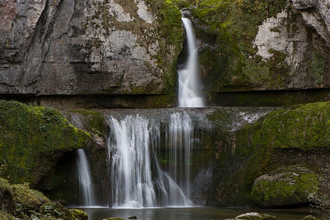 France, Jura, Le Vaudioux, waterfall of Billaude on the river of Lemme