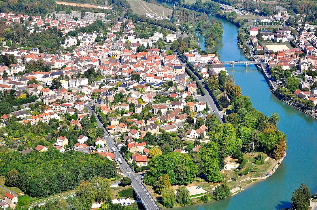 France, Seine et Marne, town Ferte sous Jouarre (aerial view)