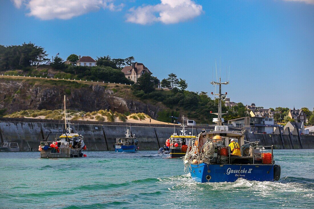 France, Manche, Dielette, Fishing trip in the port of Dielette