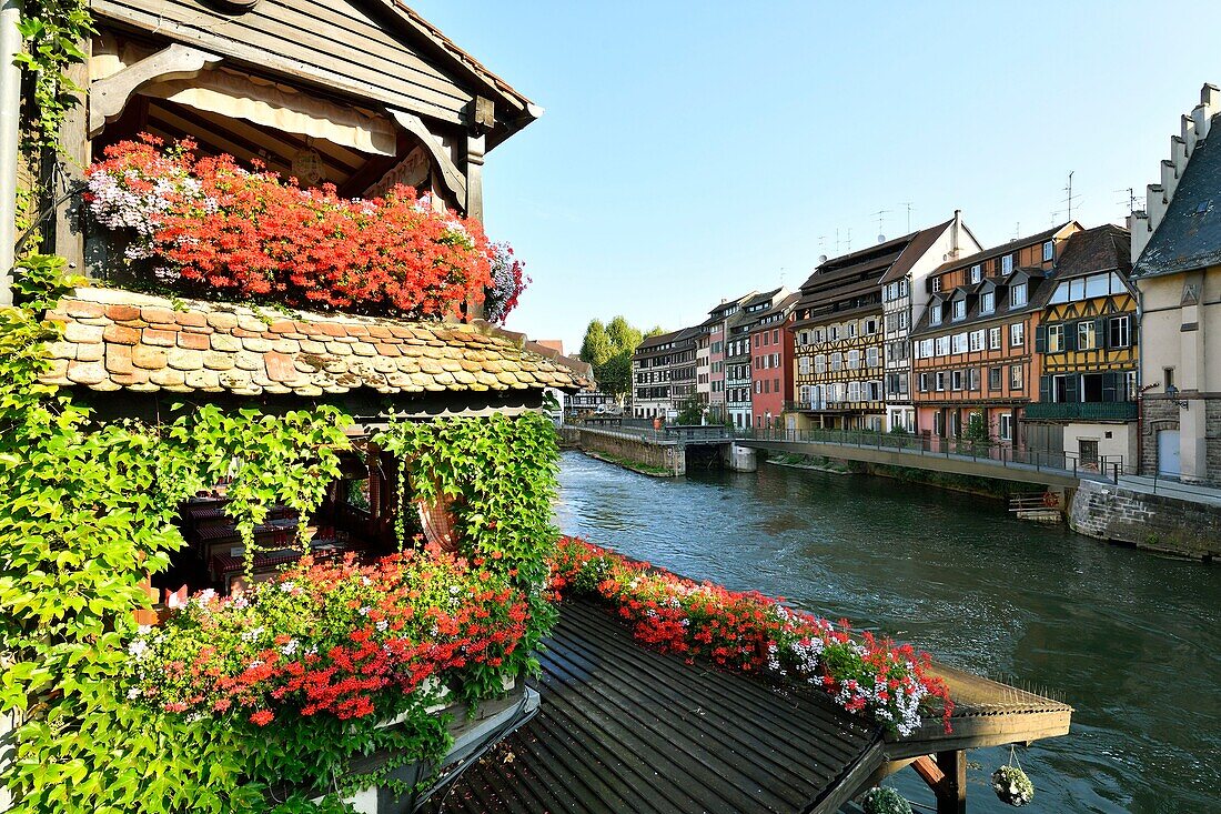France, Bas Rhin, Strasbourg, old town listed as World Heritage by UNESCO, the Petite France District with the Au Pont Saint Martin restaurant